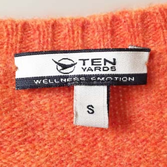 TEN YARDS Retro V-Neck Orange Sweater - Picture 4 of 12